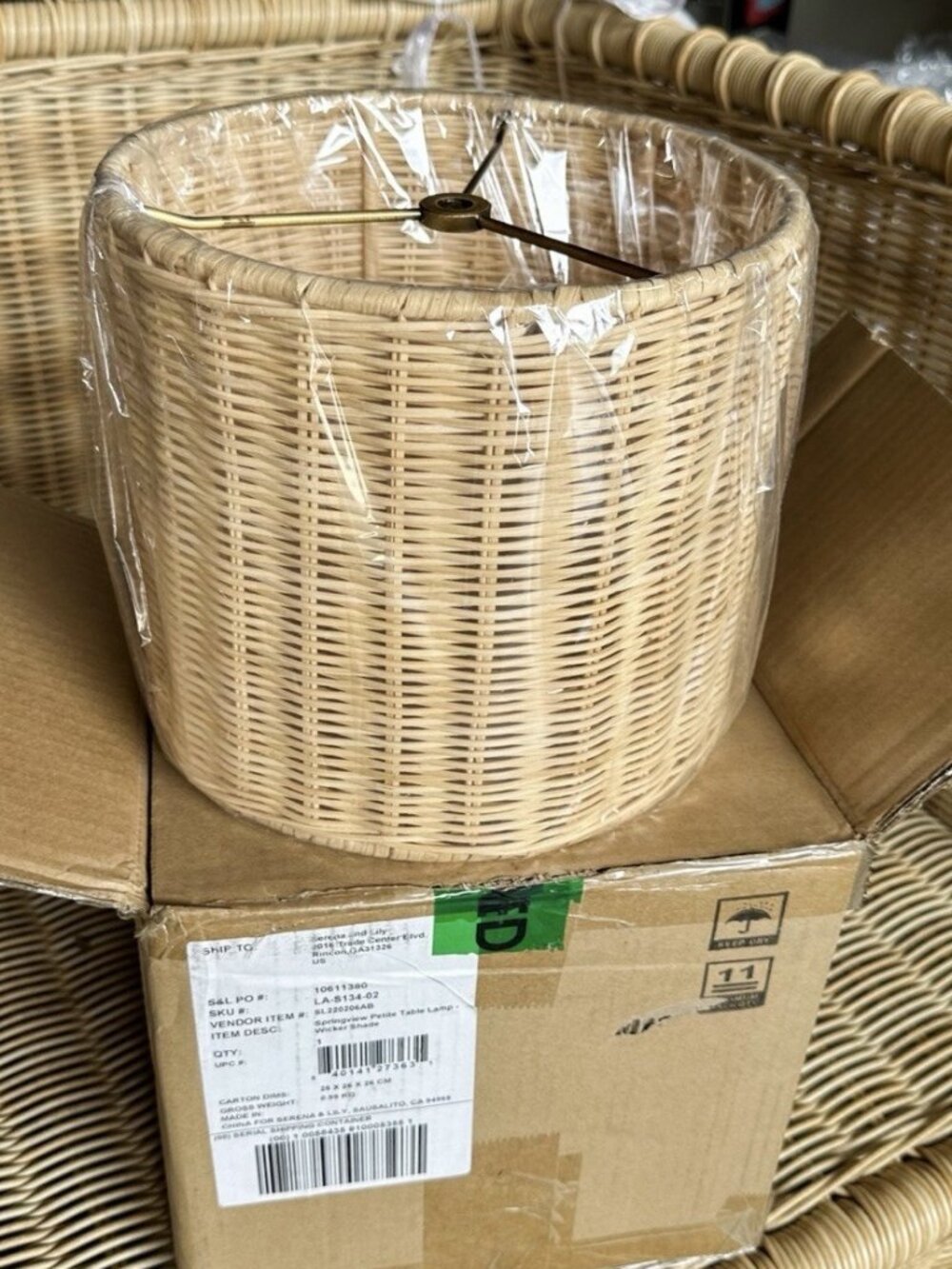 Serena & Lily Springview Petite Lamp Drum Shade-Rattan/Wicker-Natural Brown